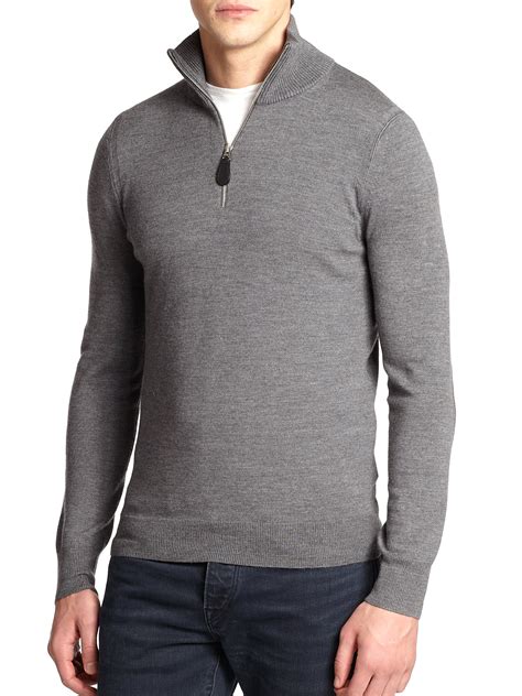 burberry sweater mens grey|Burberry men's half zip pullover.